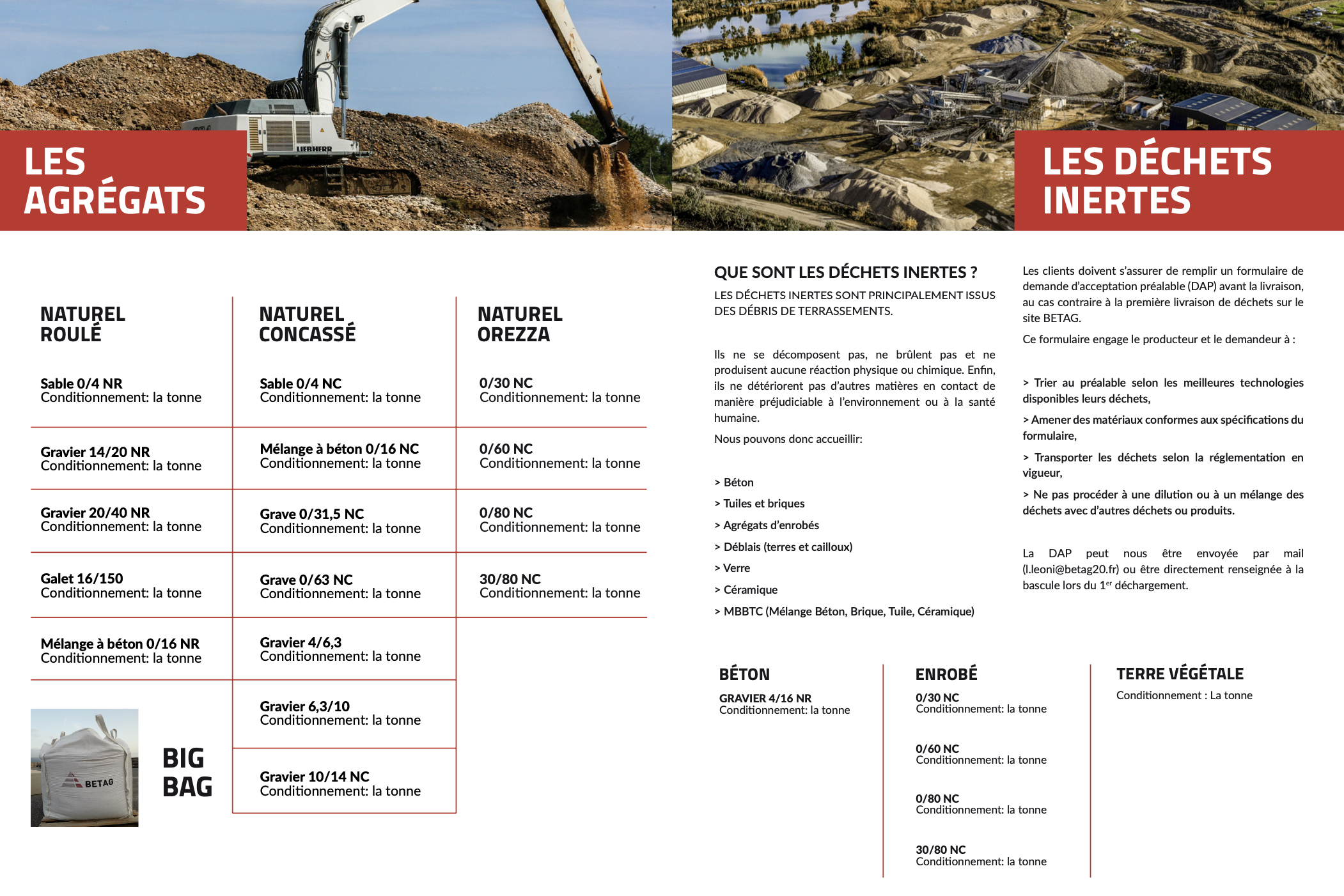 Les agrégats et les déchets inertes
