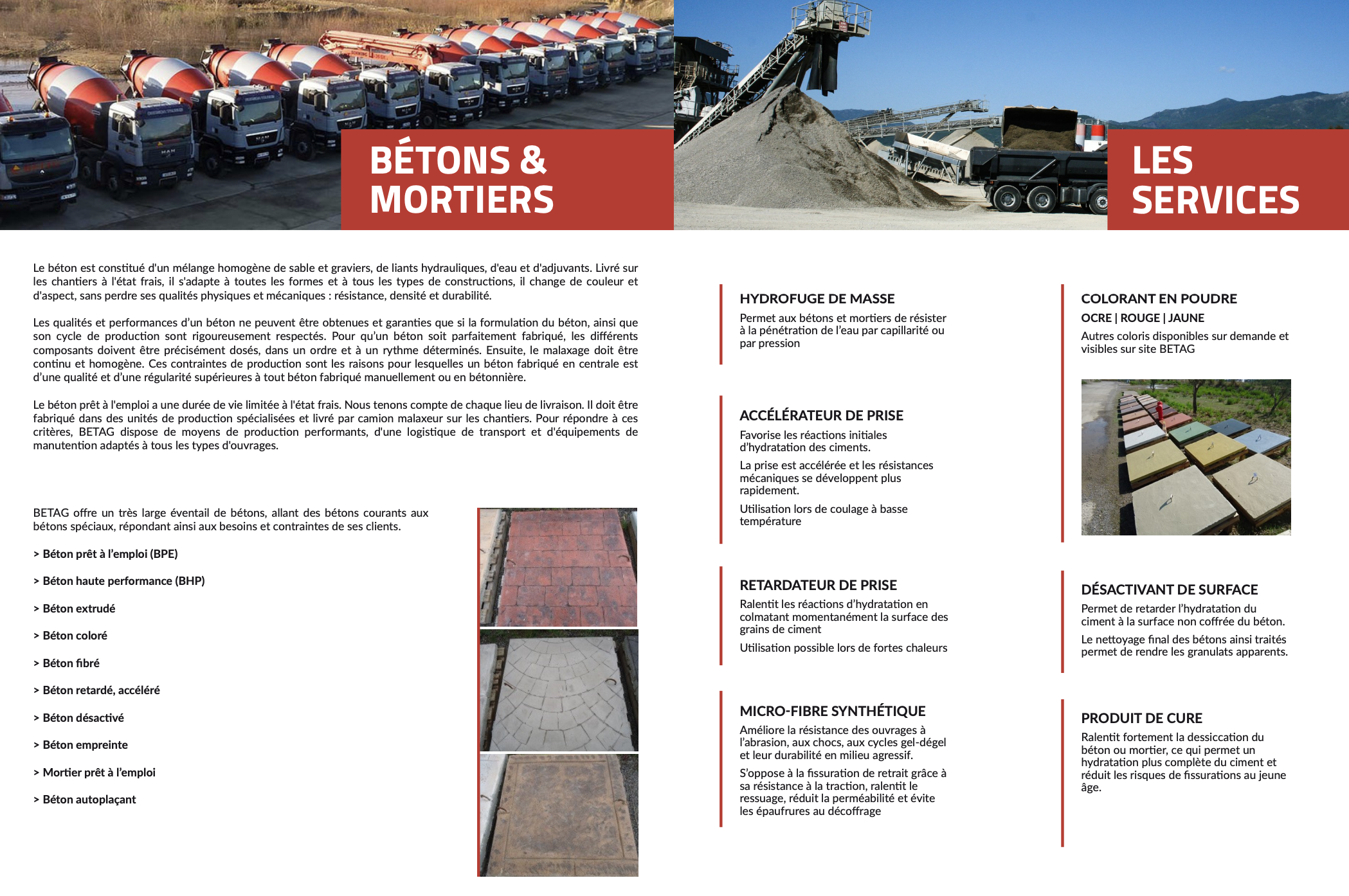 Bétons, mortiers et services